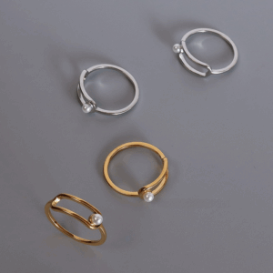 Geometric Circular Imitation Pearl Ring | Versatile | Titanium Steel Plating | Daily Outfitting | Daily Waterproof | weight:1g
