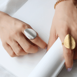 Exaggerated Irregular Brushed Matte Ring | Titanium Steel Plating | Daily Outfitting | Daily Waterproof | 2.1*2.8cm, weight:5.8,5g