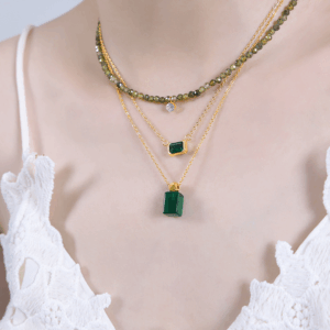 Elegant Cristal Green Collection Necklace | size - Cutting Zircon, Cristal Perfume Bottle & Olivine