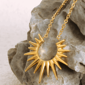 Geometric Radiant Pendant Necklace | Titanium Steel 18K Gold Plating | Daily Outfitting | Daily Waterproof | Length: 43+5cm, weight: 3.5g