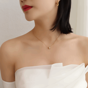 Geometric Minimalist Earrings & Necklace With Diamonds | Titanium Steel 18K Gold Plating | Daily Outfitting | Daily Waterproof | 4g