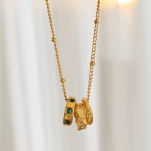 Titanium Steel Pendant Inlaid With Zircon Versatile Three Ring Buckle Necklace | Titanium Steel 18K Gold Plating | Daily Outfitting | Daily Waterproof | Length: 40+5cm, weight: 4.9g