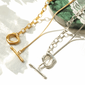 OT Buckle Adjustable Length Chain Sweater Chain Necklace | Titanium Steel Plating | Daily Outfitting | Daily Waterproof | weight: 21g | Length：80cm